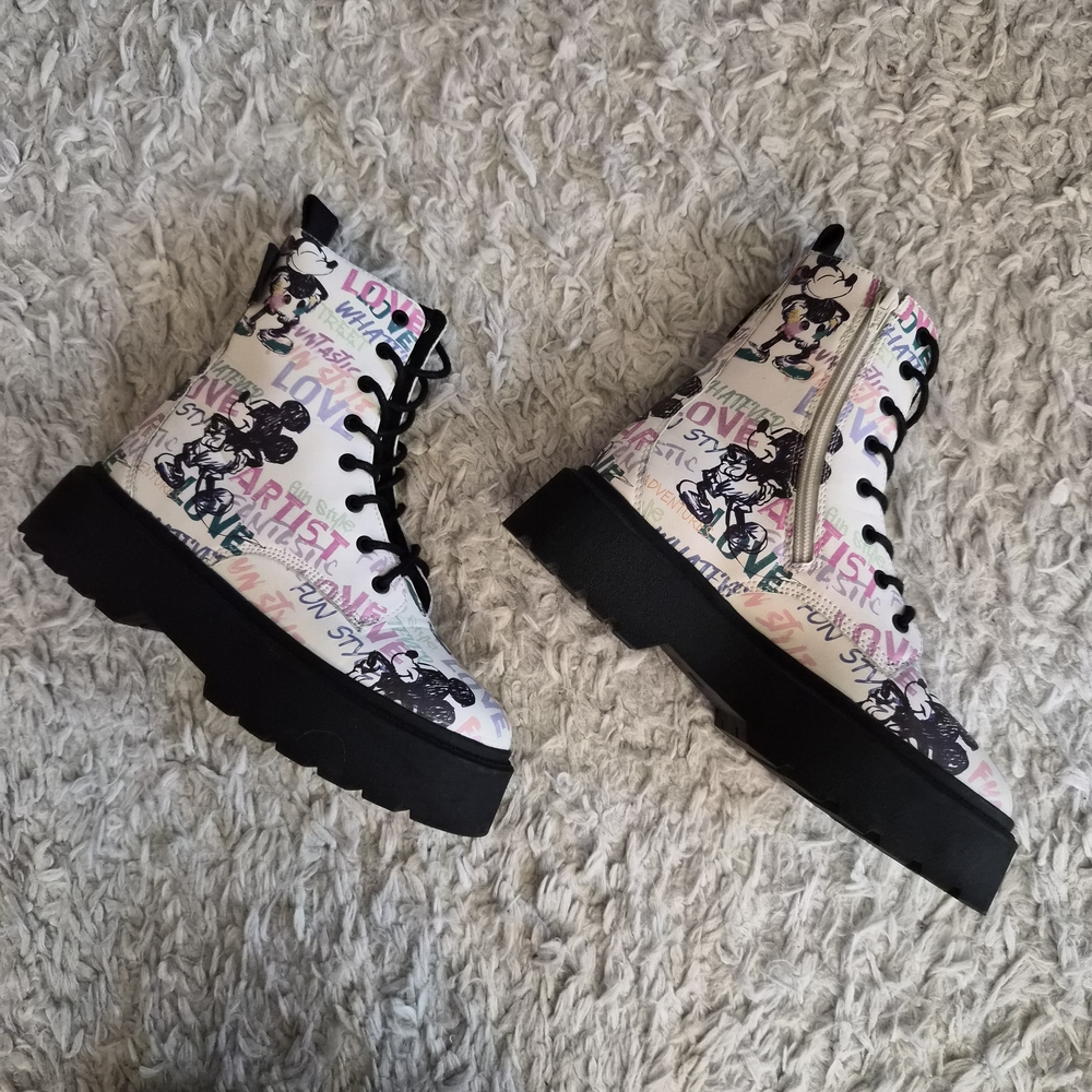 ZARA x Disney Platform Combat Boots | Mickey Mouse Print | EU 36 - US 5.5